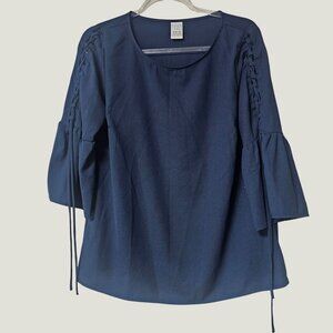 Time And Tru Womens Navy Bell Sleeve Blouse M